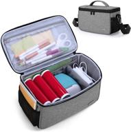 gray portable tote bag with pockets for craft tools set - compatible with cricut joy carrying case logo