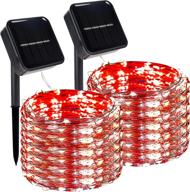 🎄 dazzle bright solar string lights outdoor: 39.4 ft 120 led waterproof fairy lights for christmas patio party tree yard decoration - 2 pack (red) логотип