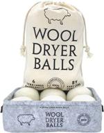 🧦 wool dryer balls xl 6 pack, with felt container & cotton bag, anti static organic fabric softener substitute for dryer sheets, speeds up dry time, reduce energy costs, 100% pure new zealand wool logo