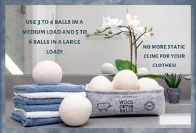img 2 attached to 🧦 Wool Dryer Balls XL 6 Pack, with Felt Container & Cotton Bag, Anti Static Organic Fabric Softener Substitute for Dryer Sheets, Speeds Up Dry Time, Reduce Energy Costs, 100% Pure New Zealand Wool