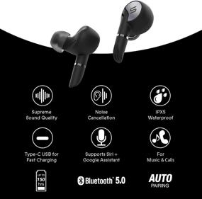 img 2 attached to 🎧 Soul SYNC PRO - Премиум беспроводные наушники, Bluetooth внутриканальные наушники со встроенными двойными микрофонами - (Джет-черный)