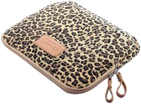 img 1 attached to 17 inch Kinmac Laptop Sleeve with Yellow Leopard Spot Pattern - Canvas Fabric