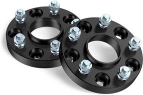 img 2 attached to 🔧 1 inch (25mm) Hubcentric Wheel Spacers for Nissan Infiniti G35 G37 Q50 Q60 Q70 FX35 FX50 350z 370z Altima Maxima 300zx Sentra - Black (2pcs), 5x114.3, 66.1mm bore, 12x1.25 Studs