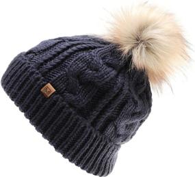 img 3 attached to 🧣 MIRMARU Women's Sherpa Lined Pom Pom Slouchy Beanie Hat - Thick, Soft, Chunky, and Warm with Faux Fur