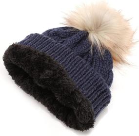 img 2 attached to 🧣 MIRMARU Women's Sherpa Lined Pom Pom Slouchy Beanie Hat - Thick, Soft, Chunky, and Warm with Faux Fur