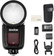 📷 fuji fujifilm dslr godox v1-f круглый speedlite вспышка с функцией hss 76ws и беспроводной связью 2.4g x, speedlight с li-on аккумулятором логотип