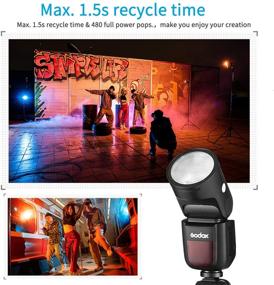 img 3 attached to 📷 Fuji Fujifilm DSLR Godox V1-F Круглый Speedlite вспышка с функцией HSS 76Ws и беспроводной связью 2.4G X, Speedlight с Li-on аккумулятором
