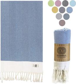 img 4 attached to Turkish Beach Towel Istanbul Blue - 100% Cotton, Shining Colors, Quick Dry, 🏖️ Sand Free, Oversized 36 x 71 - Ideal for Beach, Pool, Bath, Travel - Prewashed
