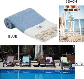 img 1 attached to Turkish Beach Towel Istanbul Blue - 100% Cotton, Shining Colors, Quick Dry, 🏖️ Sand Free, Oversized 36 x 71 - Ideal for Beach, Pool, Bath, Travel - Prewashed