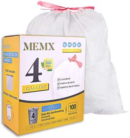 img 4 attached to 🗑️ 100 Count MEMX Small Trash Bags: Drawstring Bathroom Garbage Bags for Bedroom, Office, Car, Kitchen, Home