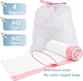 img 1 attached to 🗑️ 100 Count MEMX Small Trash Bags: Drawstring Bathroom Garbage Bags for Bedroom, Office, Car, Kitchen, Home