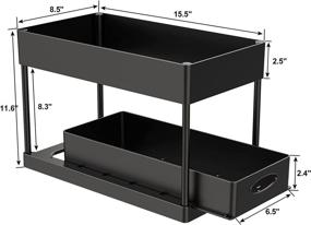 img 2 attached to 📦 2 Tier PUILUO Under Sliding Cabinet Basket Organizer - Black, Space-saving Under Sink Storage Solution for Bathroom and Kitchen