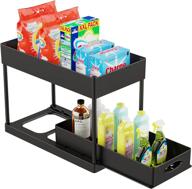 📦 2 tier puiluo under sliding cabinet basket organizer - black, space-saving under sink storage solution for bathroom and kitchen логотип