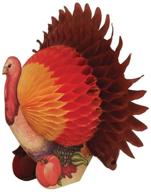 🦃 cute and festive decor: 6-inch creative converting tall honeycomb tissue thanksgiving turkey centerpiece logo