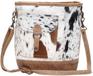 👜 genuine hair-on cowhide leather crossbody bag with convenient front pocket" logo