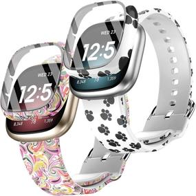 img 4 attached to 2 упаковки Wearlizer, совместимые с ремешками Fitbit Versa 3/Sense, с защитным чехлом для экрана