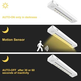 img 3 attached to BIGLIGHT LED Counter Lights Battery Operated, Wireless Closet Light, Motion Sensor Under Cabinet Lighting, Stick-on Light for Shelf Kitchen Sink Pantry Shed Shower Hall Bathroom, 10 Inch, 130 Lumens - Enhanced SEO