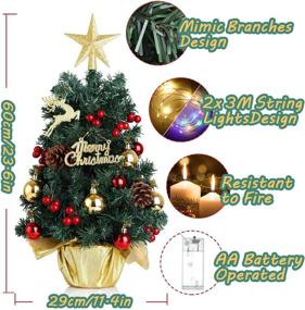 img 1 attached to 🎄 2-Pack Christmas Tabletop Tree with Dual Light Strips - Mini Artificial Desktop Christmas Tree Ornaments, Perfect for Indoor Christmas Decor, Christmas Party, Table Decoration