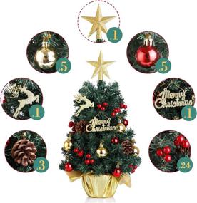 img 2 attached to 🎄 2-Pack Christmas Tabletop Tree with Dual Light Strips - Mini Artificial Desktop Christmas Tree Ornaments, Perfect for Indoor Christmas Decor, Christmas Party, Table Decoration