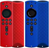 📱 premium silicone protective case for 2020 fir tv stick & 4k remote - red dark blue 2-pack by auswaur logo