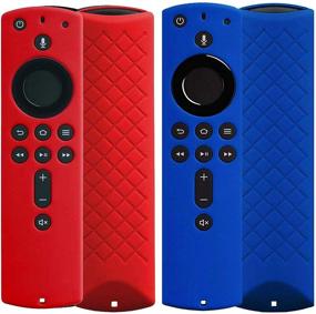 img 4 attached to 📱 Premium Silicone Protective Case for 2020 Fir TV Stick & 4K Remote - Red Dark Blue 2-Pack by Auswaur