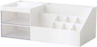 💄 white makeup desk organizer and vanity storage box for office supplies, bathroom, and dresser логотип