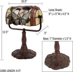 img 3 attached to 🦋 Lavish Home Tiffany-Style Bankers Lamp - Stained Glass Butterfly Design Table or Desk Light with LED Bulb Included - Vintage Accent Decor, (L) 10.5”x (W) 5”x (H) 12.5”, Multi-Colored