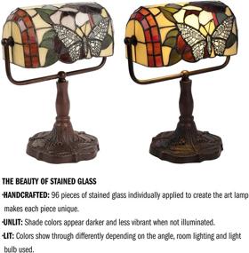 img 2 attached to 🦋 Lavish Home Tiffany-Style Bankers Lamp - Stained Glass Butterfly Design Table or Desk Light with LED Bulb Included - Vintage Accent Decor, (L) 10.5”x (W) 5”x (H) 12.5”, Multi-Colored