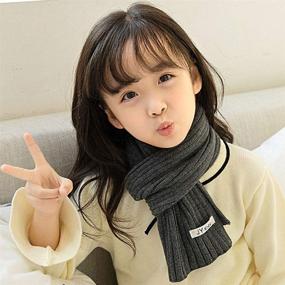 img 2 attached to Уютный вязаный зимний шарф для детей 🧣 - стильный темно-серый вязаный детский модный аксессуар