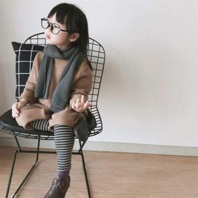 img 1 attached to Уютный вязаный зимний шарф для детей 🧣 - стильный темно-серый вязаный детский модный аксессуар