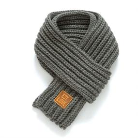 img 3 attached to Уютный вязаный зимний шарф для детей 🧣 - стильный темно-серый вязаный детский модный аксессуар