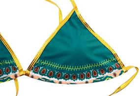 img 1 attached to 👙 Zando Women's Tribal Print Bikini: African Metallic Swimsuit for Stylish Beachwear - Cutout Halter Neck Two Piece Bathing Suit Swimwear