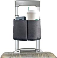 🧳 riemot luggage cup holder: hands-free drink caddy for travelers - fits roll-on suitcase handles - holds two coffee mugs - perfect gift for flight attendants and travel accessories - black logo