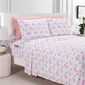 img 3 attached to Elegant Comfort Luxury Flamingo Pattern Bed Sheets - 1500 Thread Count Percale Egyptian Quality Softness, Wrinkle and Fade Resistant (6-Piece) Bedding Set for Queen Size