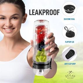 img 1 attached to 🍏 Zulay 34oz Fruit Infuser Water Bottle: BPA-Free, Anti-Slip Grip, Flip Top Lid - Ideal Water Infusion Bottle for Women & Men - Includes Cleaning Brush & Sleeve