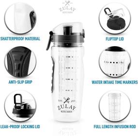 img 3 attached to 🍏 Zulay 34oz Fruit Infuser Water Bottle: BPA-Free, Anti-Slip Grip, Flip Top Lid - Ideal Water Infusion Bottle for Women & Men - Includes Cleaning Brush & Sleeve