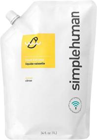 img 1 attached to 🍋 simplehuman Lemon Refill Pouch: 2 x 34 fl. oz. Liquid Dish Soap - Convenient & Long-lasting Cleaning Solution