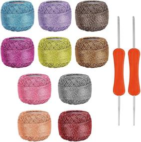 img 4 attached to 🧶 Kurtzy Colourful Glitter Crochet Yarn - 10 Balls with Hooks - Sparkly Coloured Acrylic Yarn - 950/1040 Yards Total