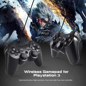 img 2 attached to 🎮 PS3 Controller 2 Pack: Upgraded Wireless Motion Sense Dual Vibration Gaming Controllers with Charging Cord for Sony Playstation 3