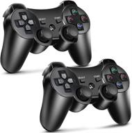 🎮 ps3 controller 2 pack: upgraded wireless motion sense dual vibration gaming controllers with charging cord for sony playstation 3 logo