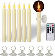 🕯️ flameless taper candles with remote and timer: 6-pack electric window candles for halloween, christmas, votive party dinner decoration - battery operated with magnetic base логотип