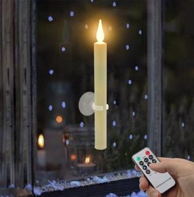 img 1 attached to 🕯️ Flameless Taper Candles with Remote and Timer: 6-Pack Electric Window Candles for Halloween, Christmas, Votive Party Dinner Decoration - Battery Operated with Magnetic Base