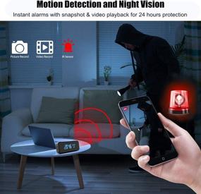 img 1 attached to 🕵️ Беспроводная WiFi скрытая шпионская камера Full HD 4K с Bluetooth-колонкой будильником - JOZAVTEE, ночное видение, сигнализация с датчиком движения, реальное время наблюдения и записи для дома, автомобиля и офиса