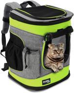 🐾 tirrinia большой рюкзак-переноска для маленьких кошек и собак - утвержден авиакомпаниями, вход с двух сторон, подушечная спина - идеально для походов, прогулок, велосипедных прогулок и поездок на открытом воздухе логотип