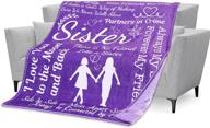 🎁 soft and cozy sister blanket with inspirational words - perfect sister gift for christmas or birthday (purple, flannel) logo