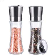 🧂 vevok chef stainless steel salt and pepper grinder set - adjustable coarseness salt shaker and spice mill - refillable black pepper grinder - kitchen gift logo