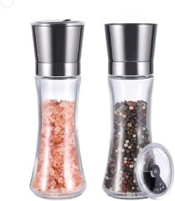 img 4 attached to 🧂 VEVOK CHEF Stainless Steel Salt and Pepper Grinder Set - Adjustable Coarseness Salt Shaker and Spice Mill - Refillable Black Pepper Grinder - Kitchen Gift