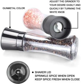 img 3 attached to 🧂 VEVOK CHEF Stainless Steel Salt and Pepper Grinder Set - Adjustable Coarseness Salt Shaker and Spice Mill - Refillable Black Pepper Grinder - Kitchen Gift