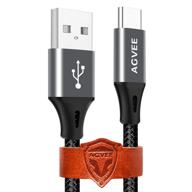 🔌 agvee [2 упаковки 15 футов] провод usb-c, дополнительно длинный кабель для зарядки телефонов на android, быстрая зарядка с бесшовным концом usbc, совместим с samsung s10 s10e s9 s8 a10e, note 9 8, lg stylo 4 5, тёмно-серый логотип