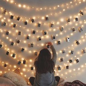 img 4 attached to AOSUYOU Picture Photo String Lights - Fairy 30 LED Lights, Battery Operated Dorm Lighting for Hanging Artwork Photos, Memos, Paintings - Ideal for Bedroom, Dorm, and Home Decor in Warm White